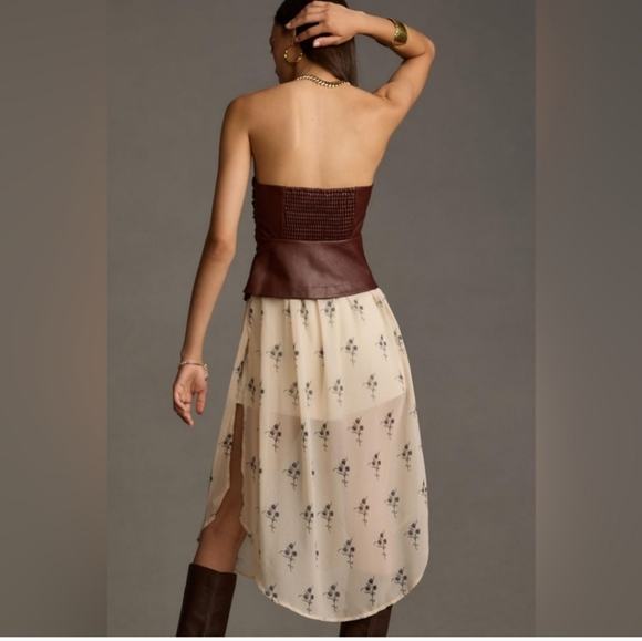 Anthropologie strapless vegan leather new top with tag - Picture 3 of 6